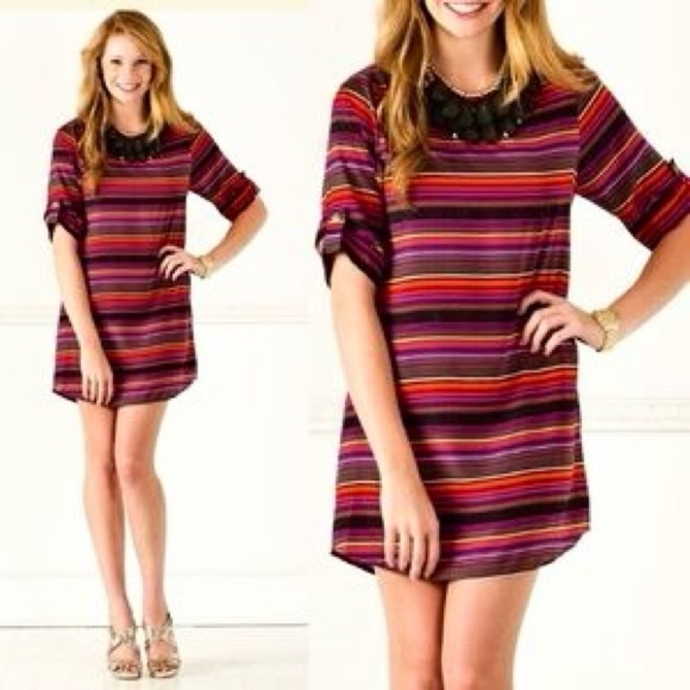 Moonlight Striped Multicolor T-Shirt Dress Size Small S